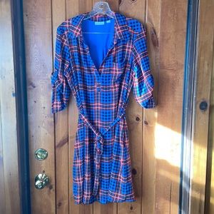 Plaid Dress Size L New York & Co Red, Black, and Blue